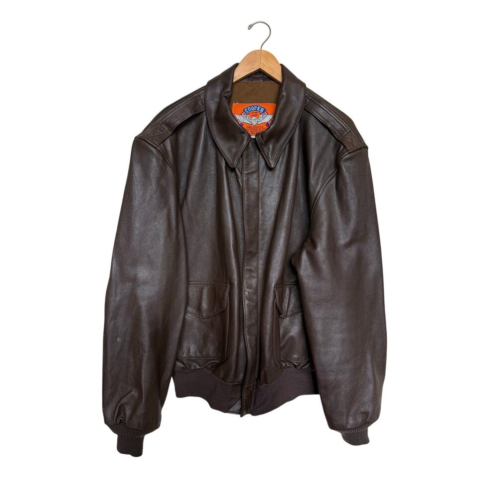 Vintage Cooper Type A-2 Air Force Leather Bomber Flight Jacket Size 46L Brown